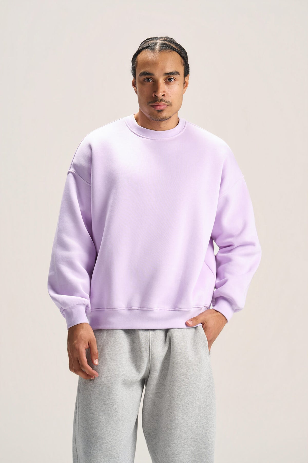 LAVENDER BOXY-FIT CREWNECK