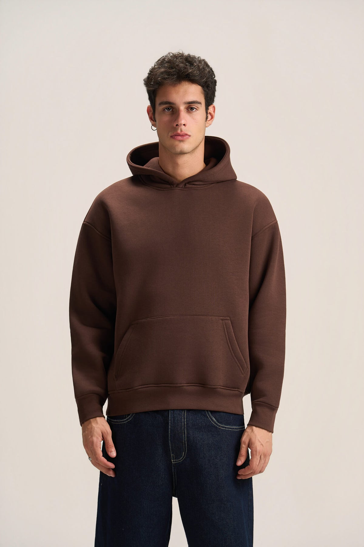 DARK BROWN OVER-SIZED HOODIE