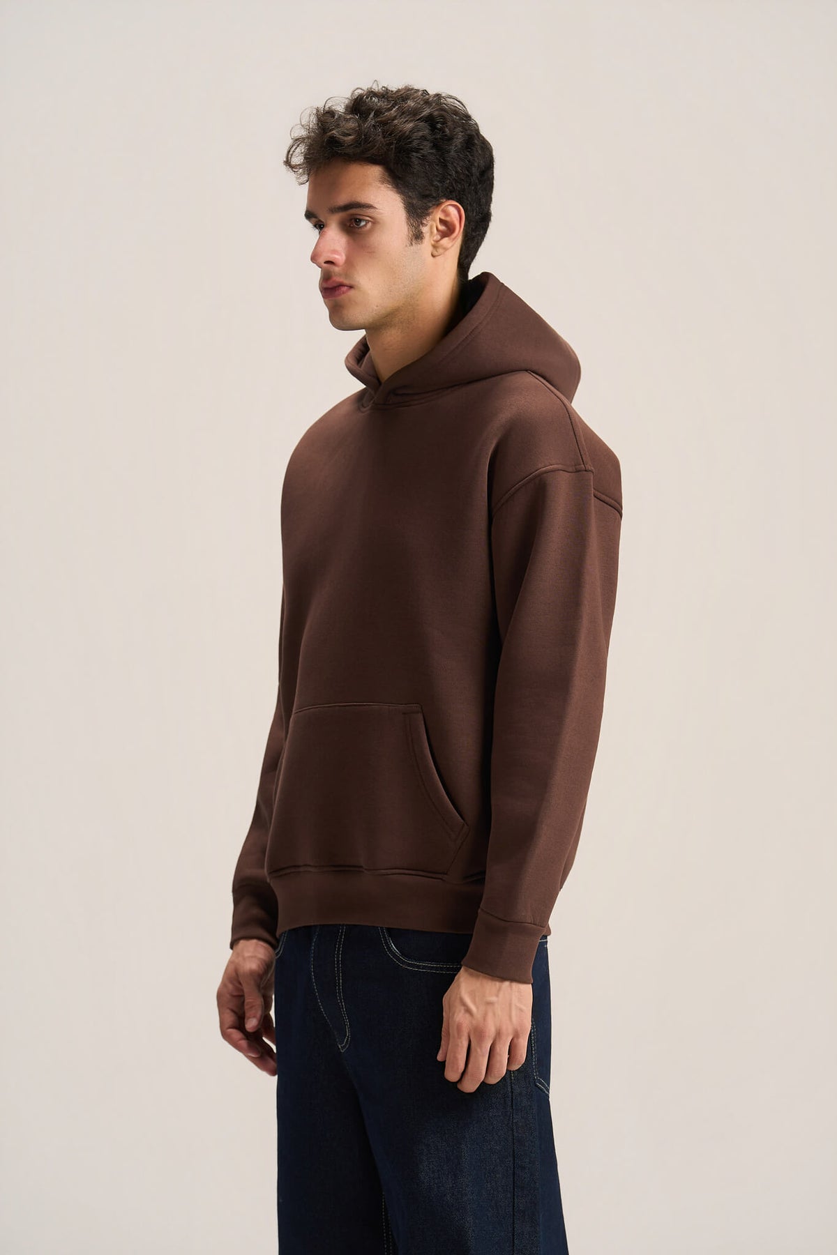 DARK BROWN OVER-SIZED HOODIE