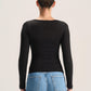 SQUARE NECK LONG SLEEVE TOP