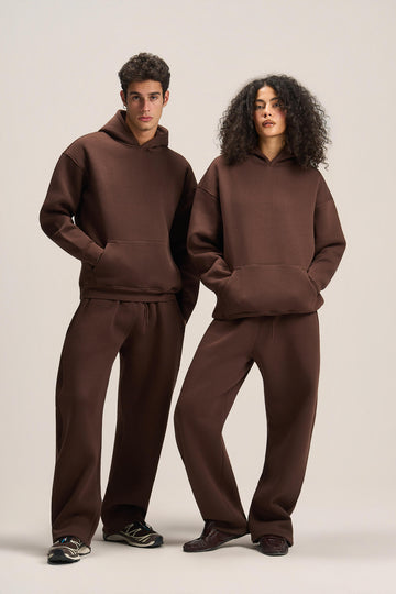 DARK BROWN BARREL FIT SWEATPANTS