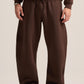 DARK BROWN BARREL FIT SWEATPANTS