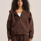 DARK BROWN ESSENTIAL ZIP UP HOODIE