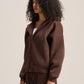 DARK BROWN ESSENTIAL ZIP UP HOODIE