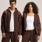 DARK BROWN ESSENTIAL ZIP UP HOODIE