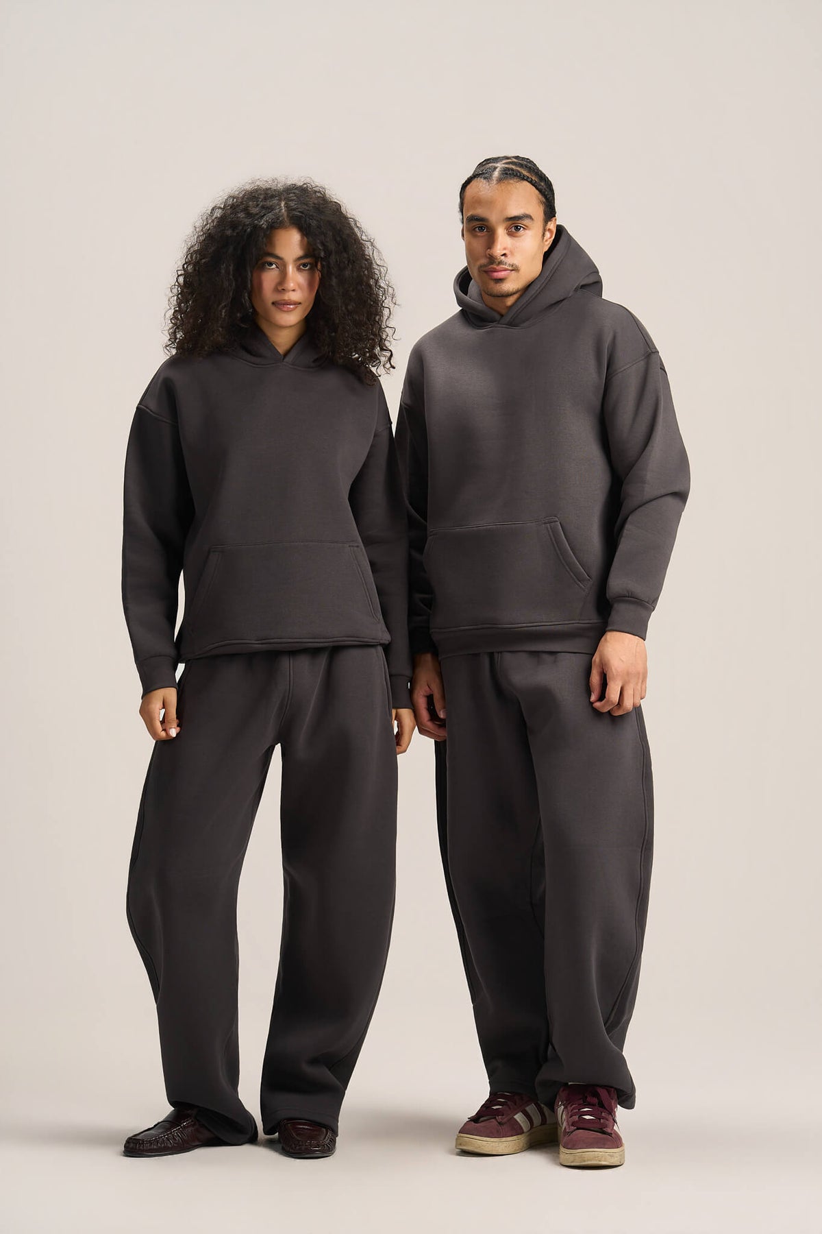 CHARCOAL GREY BARREL FIT SWEATPANTS
