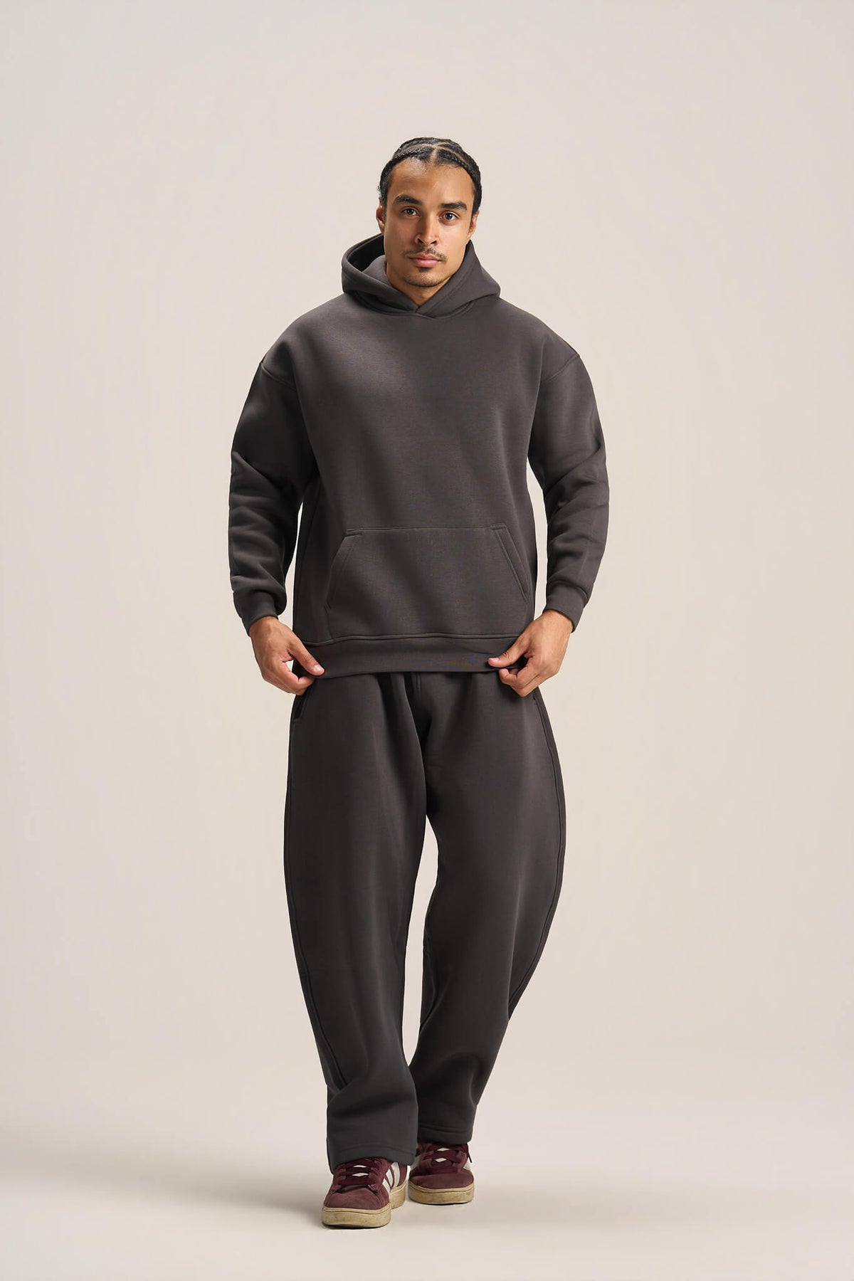CHARCOAL GREY BARREL FIT SWEATPANTS