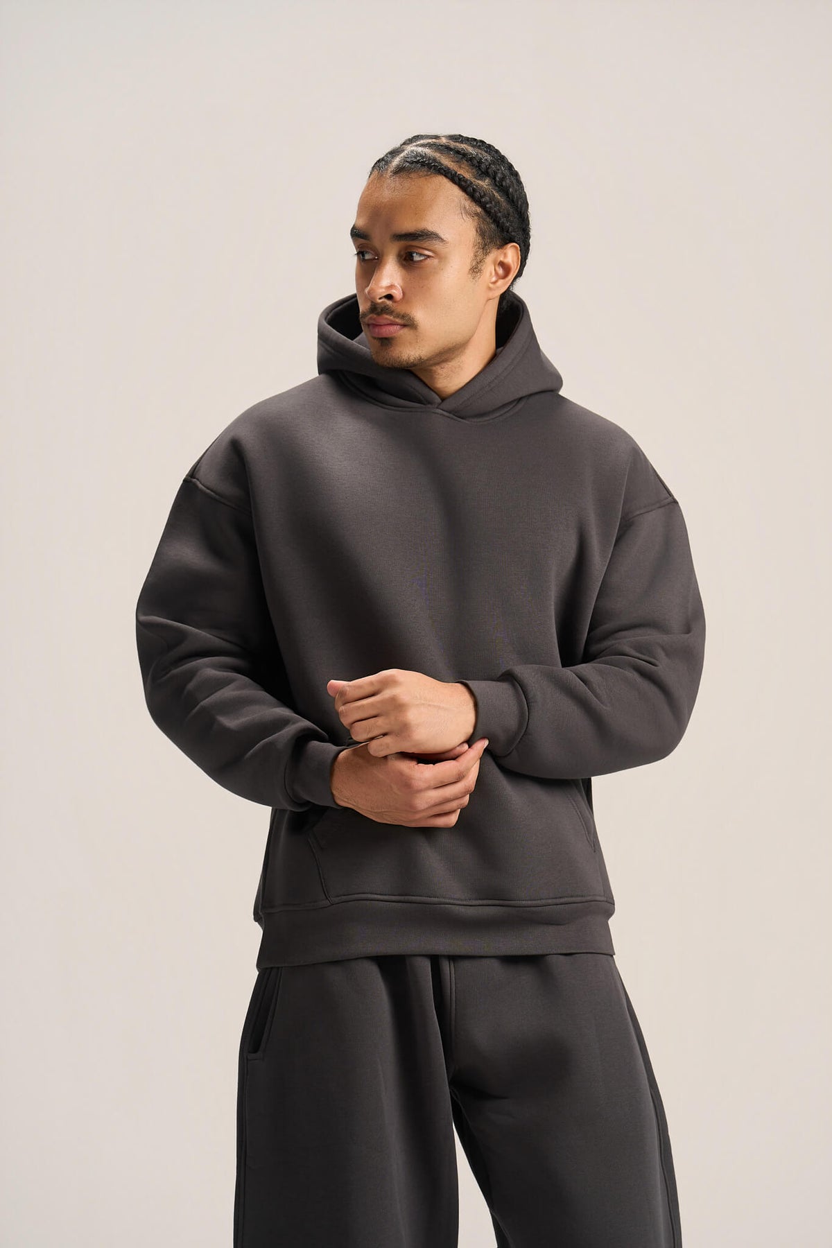 CHARCOAL GREY OVER-SIZED HOODIE