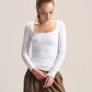 SQUARE NECK LONG SLEEVE TOP