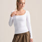 SQUARE NECK LONG SLEEVE TOP