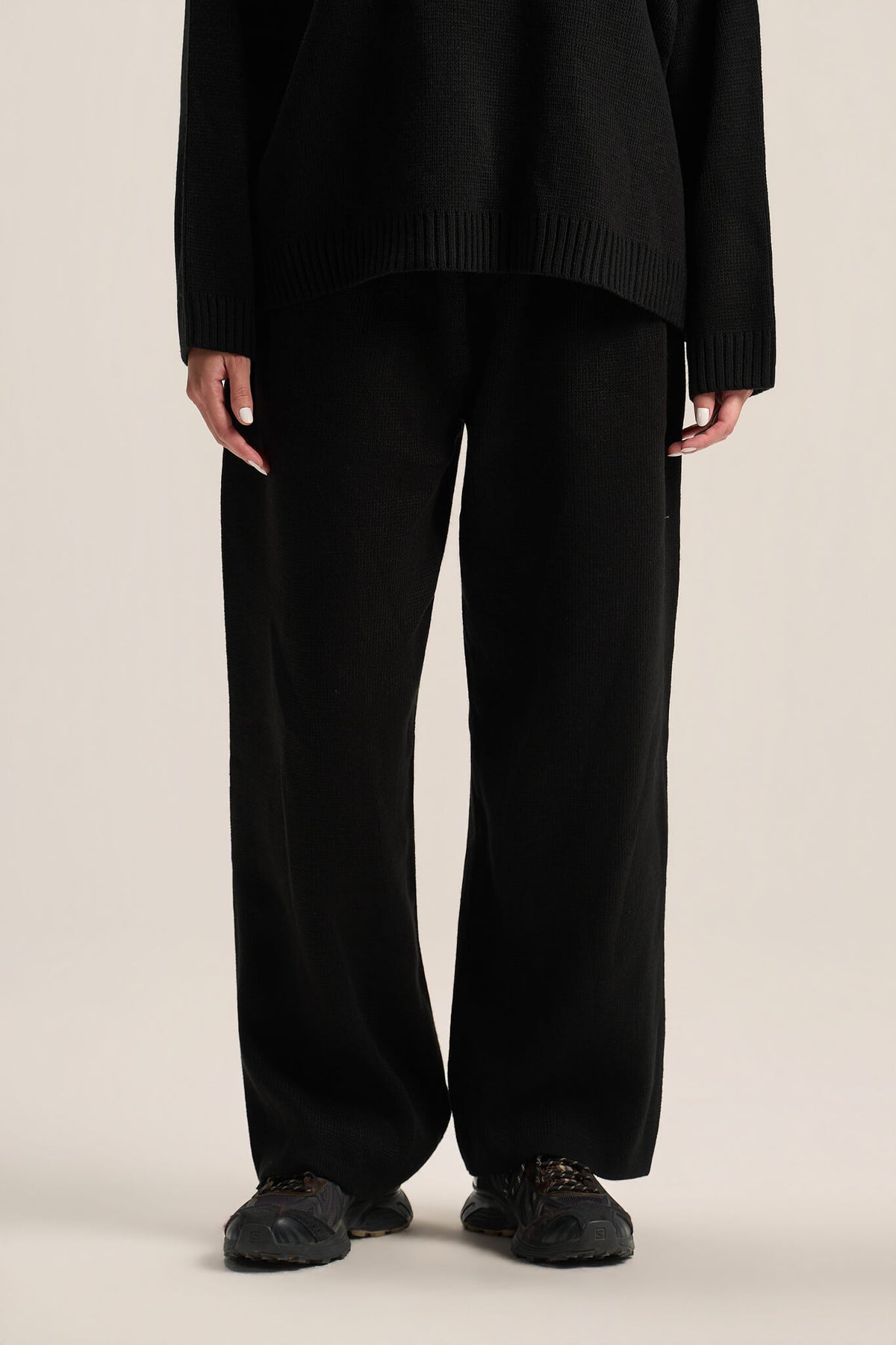 BLACK COZY KNIT PANTS