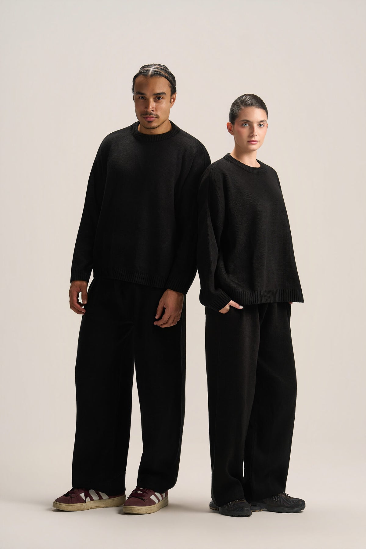 BLACK COZY KNIT PANTS