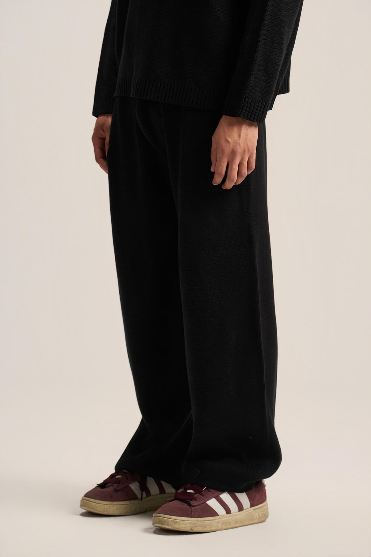 BLACK COZY KNIT PANTS