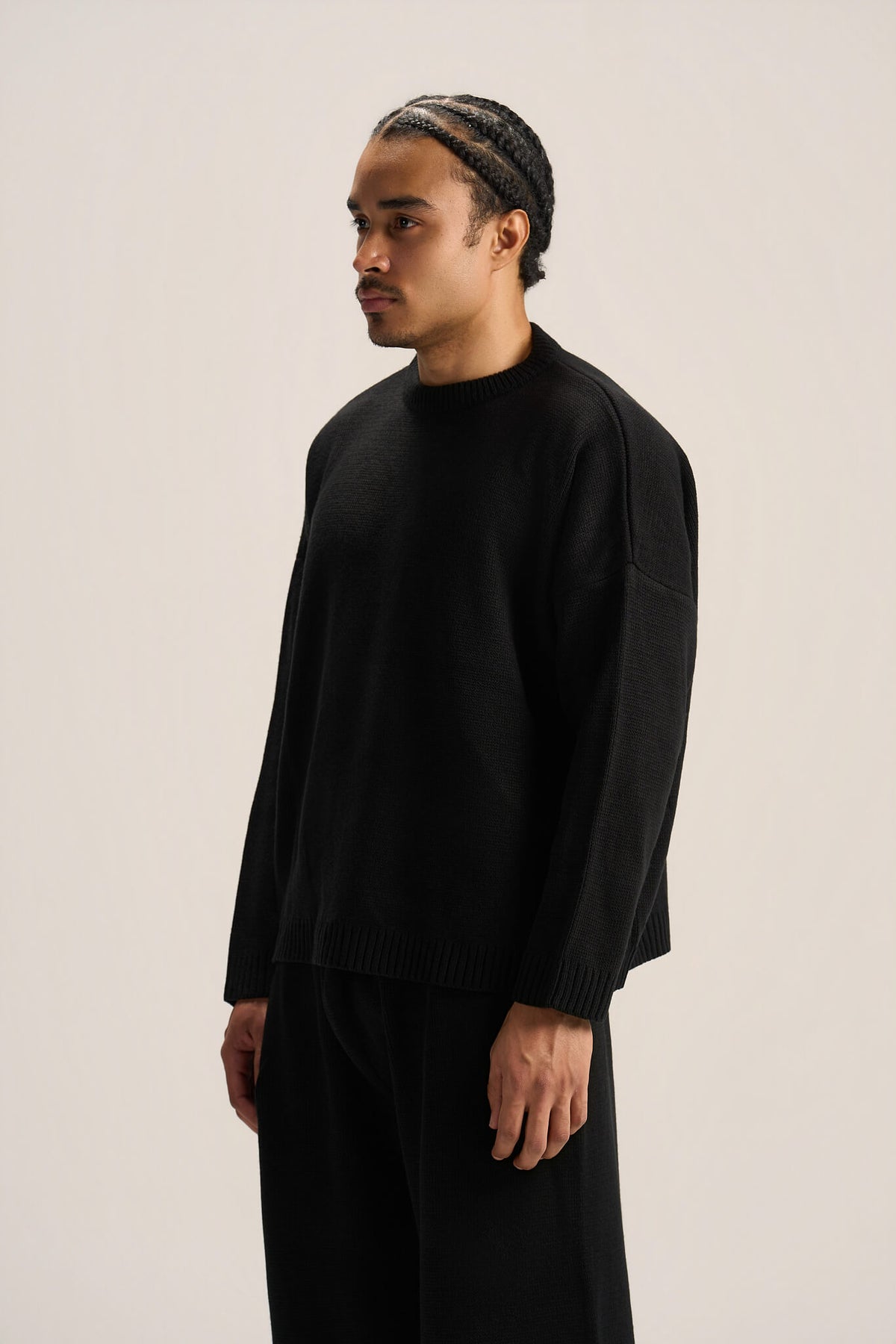 BLACK COZY KNIT PULLOVER
