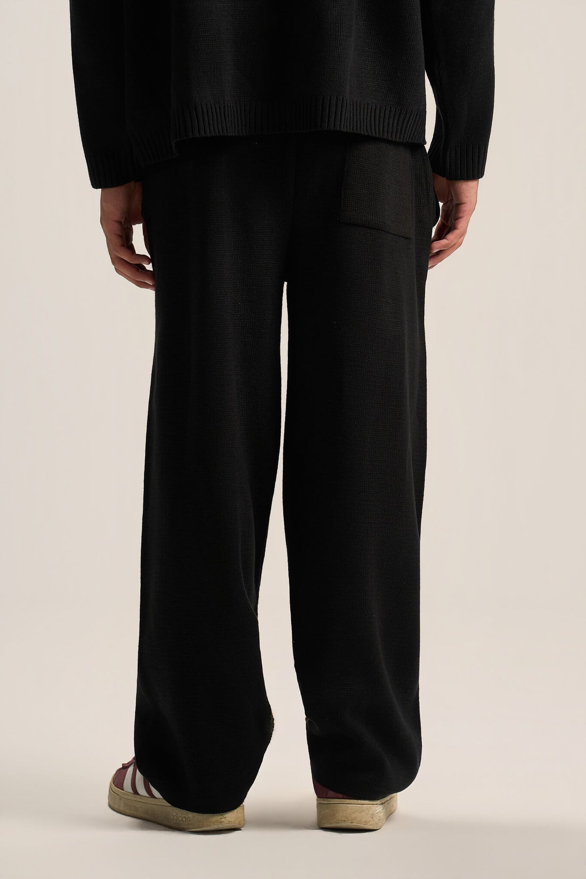 BLACK COZY KNIT PANTS