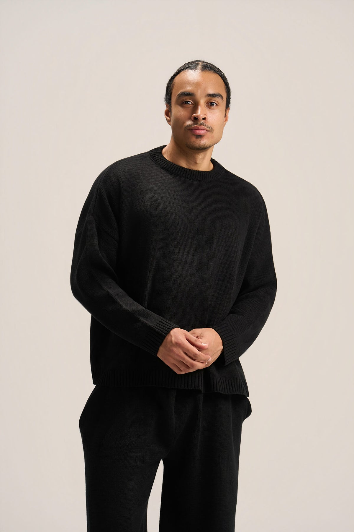 BLACK COZY KNIT PULLOVER