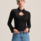 KEYHOLE LONG SLEEVE TOP