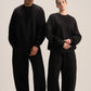 BLACK BOXY-FIT CREWNECK