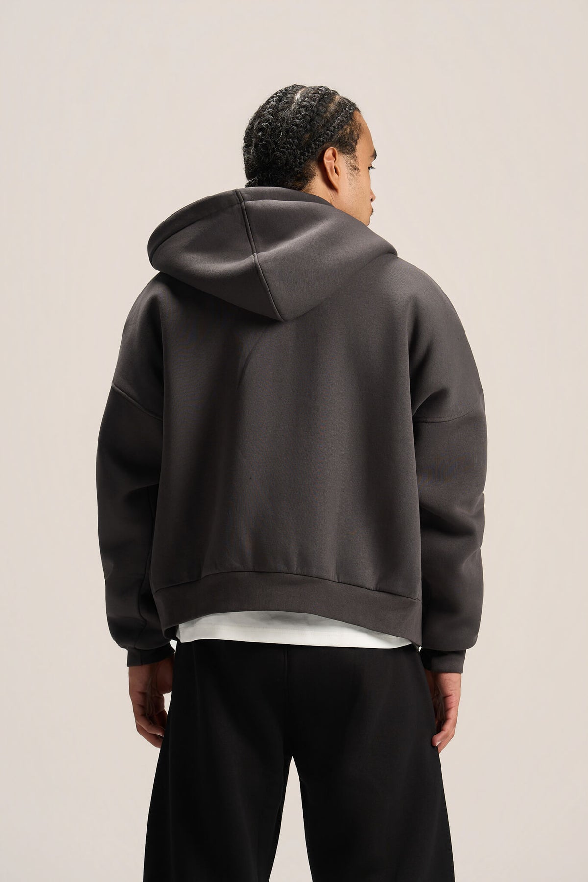 CHARCOAL GREY ESSENTIAL ZIP UP HOODIE