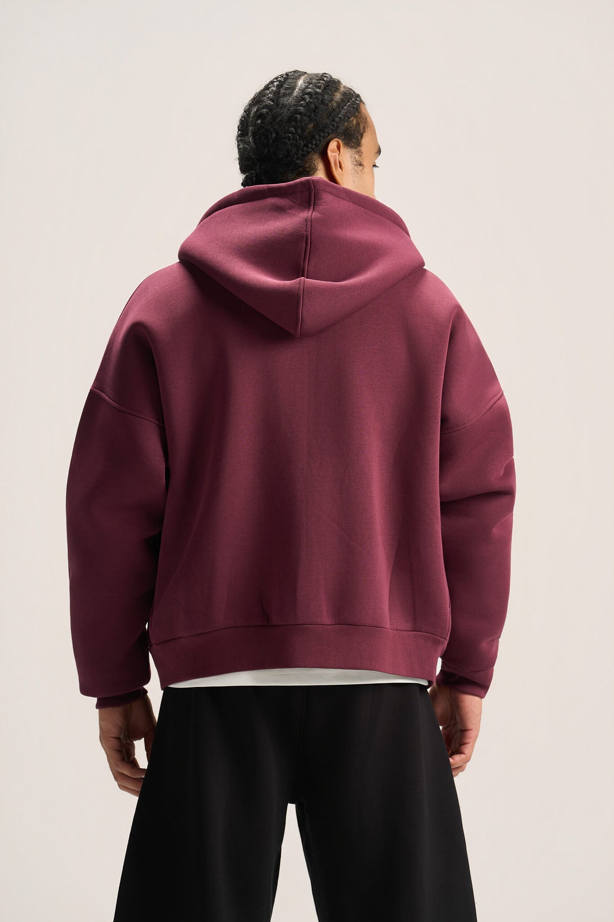 BURGUNDY ESSENTIAL ZIP UP HOODIE
