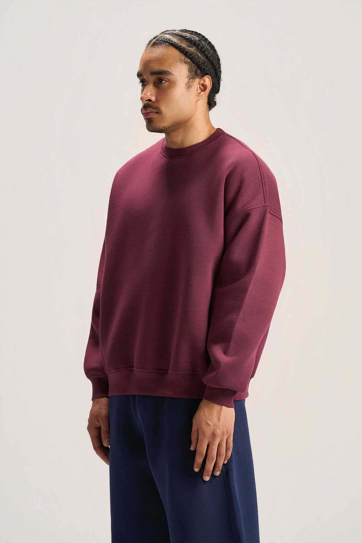 BURGUNDY BOXY-FIT CREWNECK