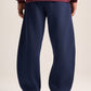 NAVY BLUE BARREL FIT SWEATPANTS