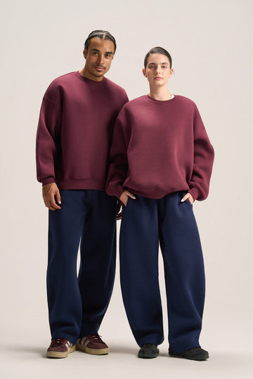 NAVY BLUE BARREL FIT SWEATPANTS
