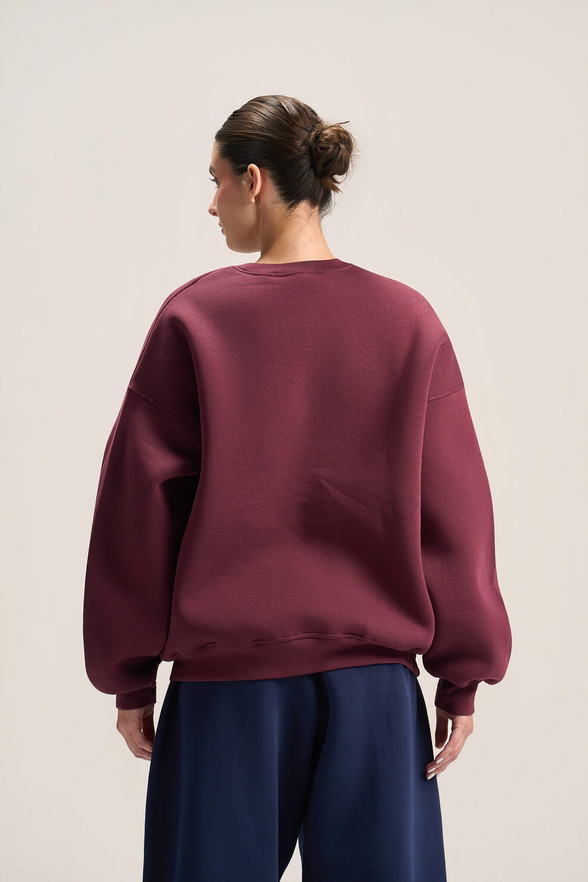BURGUNDY BOXY-FIT CREWNECK