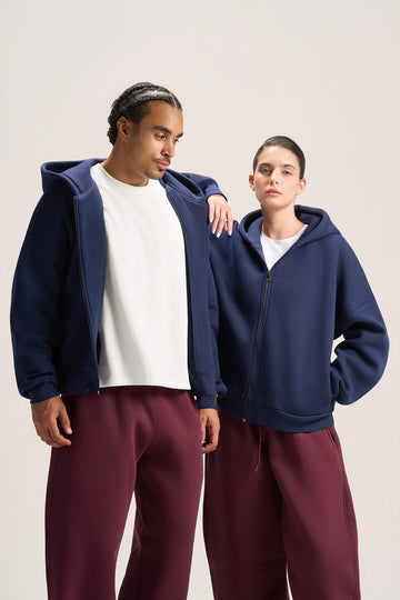 NAVY BLUE ESSENTIAL ZIP UP HOODIE