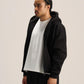 BLACK ESSENTIAL ZIP UP HOODIE