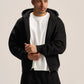 BLACK ESSENTIAL ZIP UP HOODIE