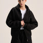 BLACK ESSENTIAL ZIP UP HOODIE