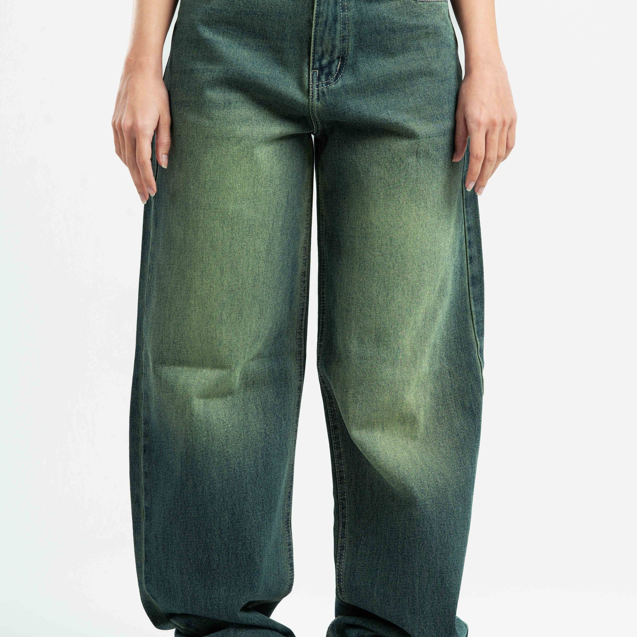 ACID GREEN OVERSIZED DENIM PANTS