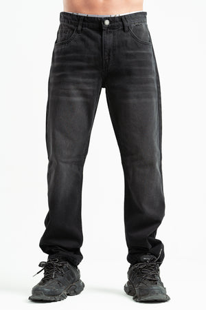 BLACK STRAIGHT LEG DENIM PANTS