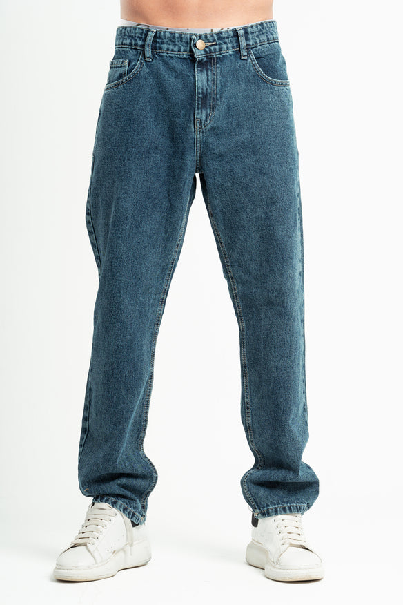 BLUE STRAIGHT LEG DENIM PANTS