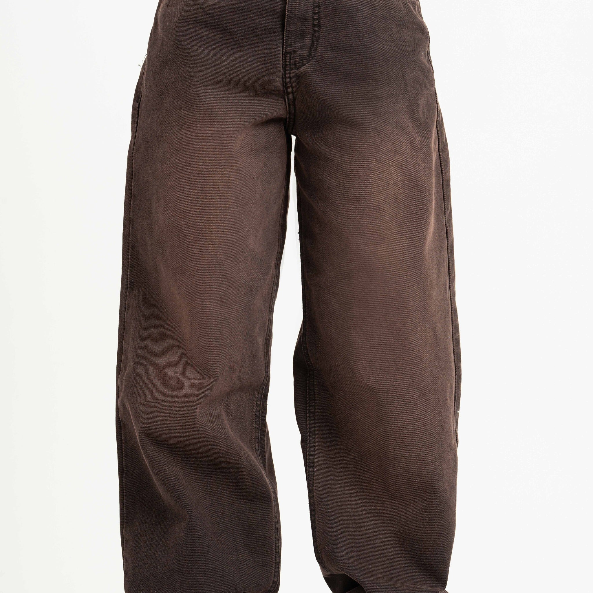 RUST BROWN OVERSIZED DENIM PANTS
