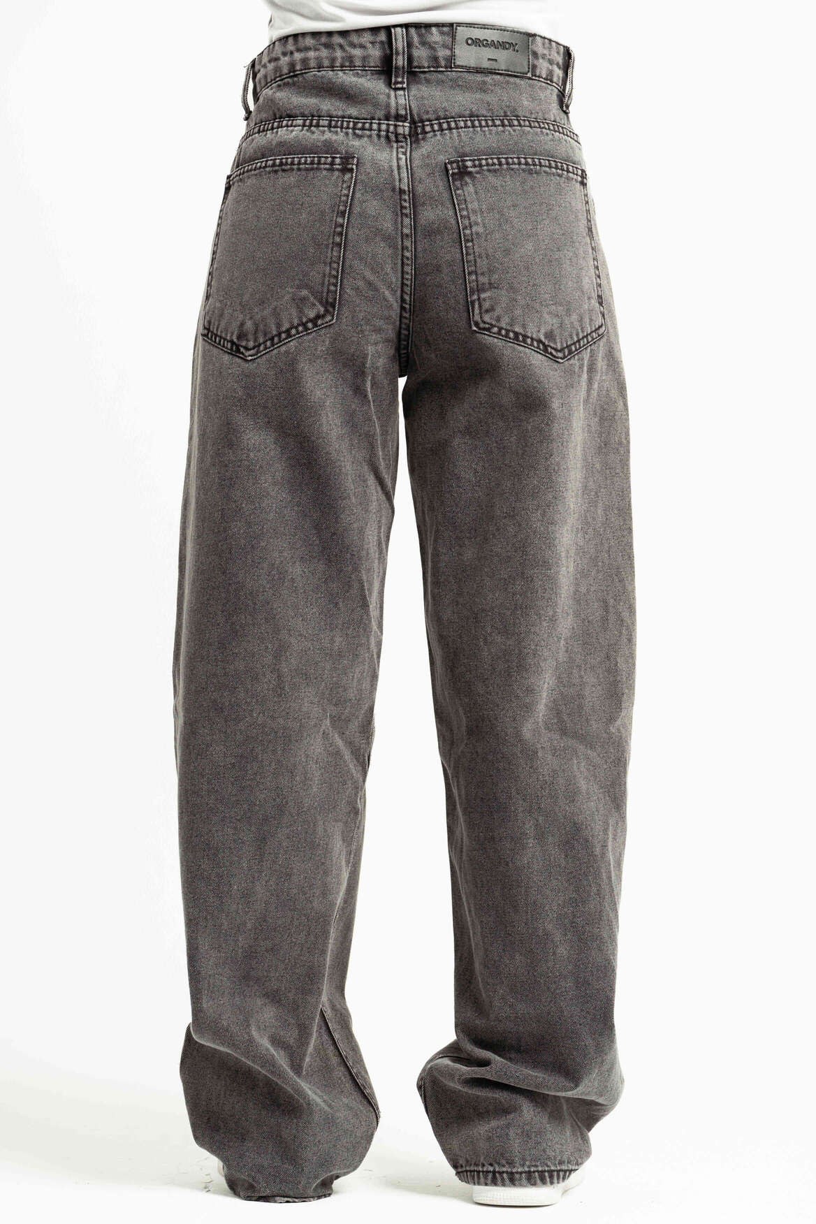 Gray jeans on a white background