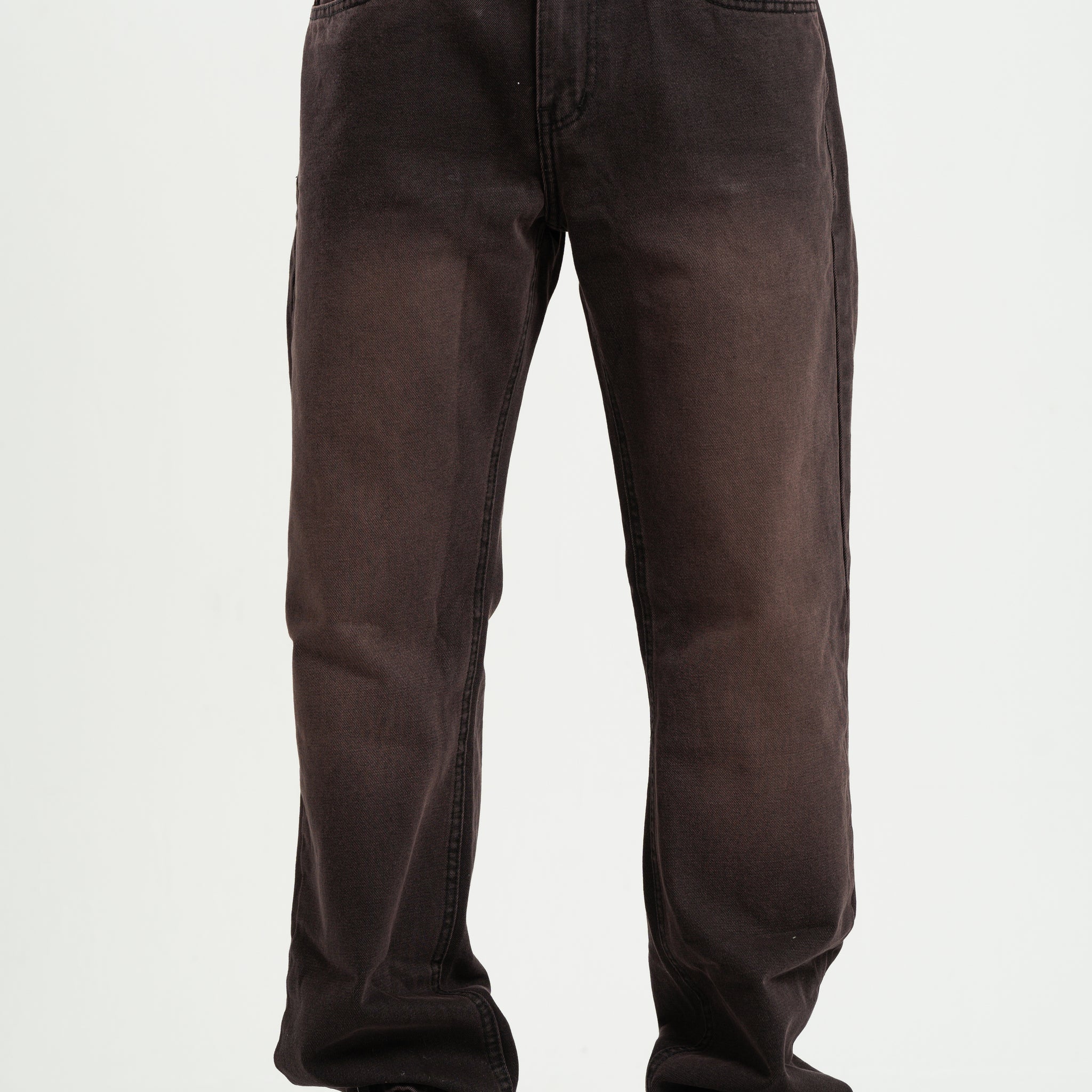 RUST BROWN STRAIGHT LEG DENIM PANTS