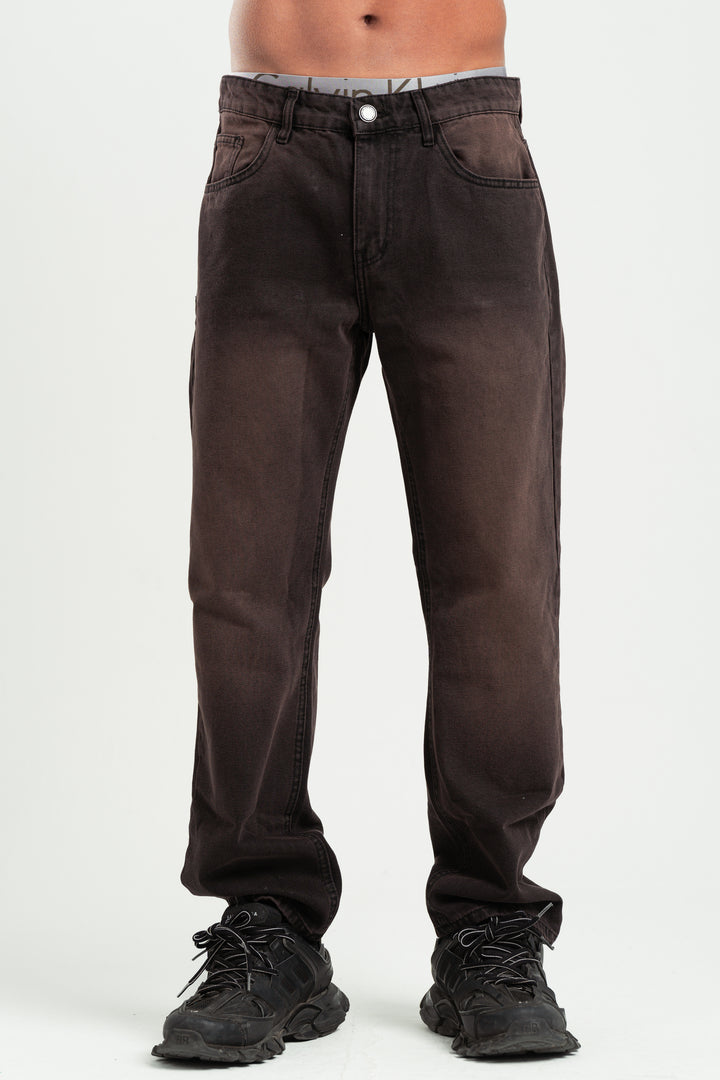 RUST BROWN STRAIGHT LEG DENIM PANTS