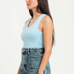 SKY-BLUE SLEEVELESS TOP