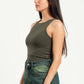 FOREST GREEN ROUND NECK BODYSUIT