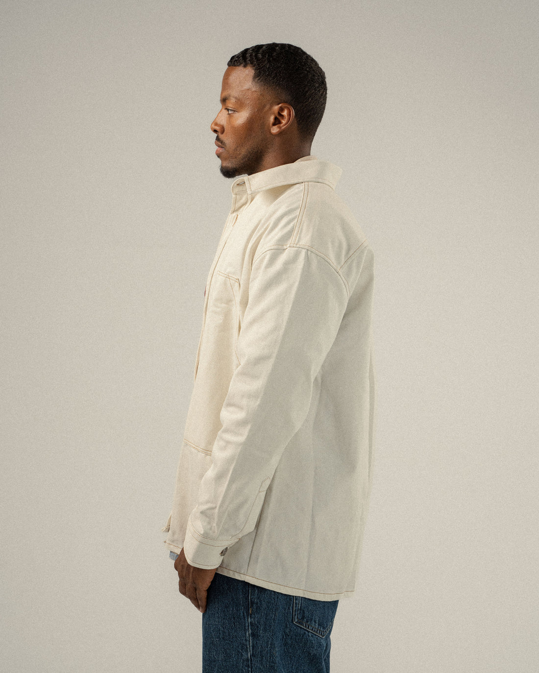 OFF-WHITE GABARDINE JACKET SINGLE POCKET