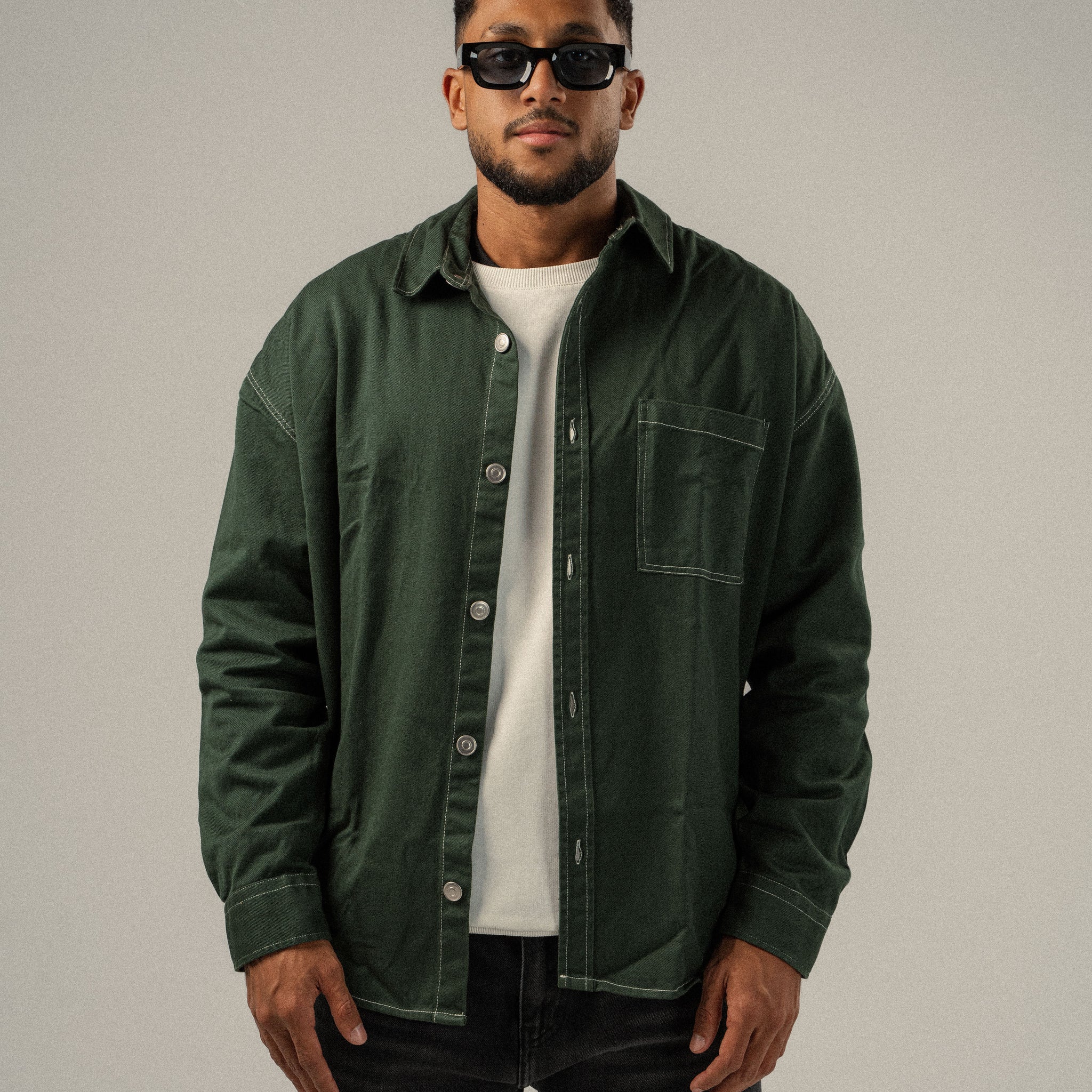 DARK GREEN GABARDINE JACKET SINGLE POCKET