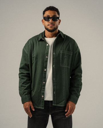 DARK GREEN GABARDINE JACKET SINGLE POCKET