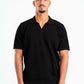 BLACK WAVY TEXTURE KNIT POLO 03