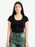 BLACK ESSENTIAL WIDE NECK TOP