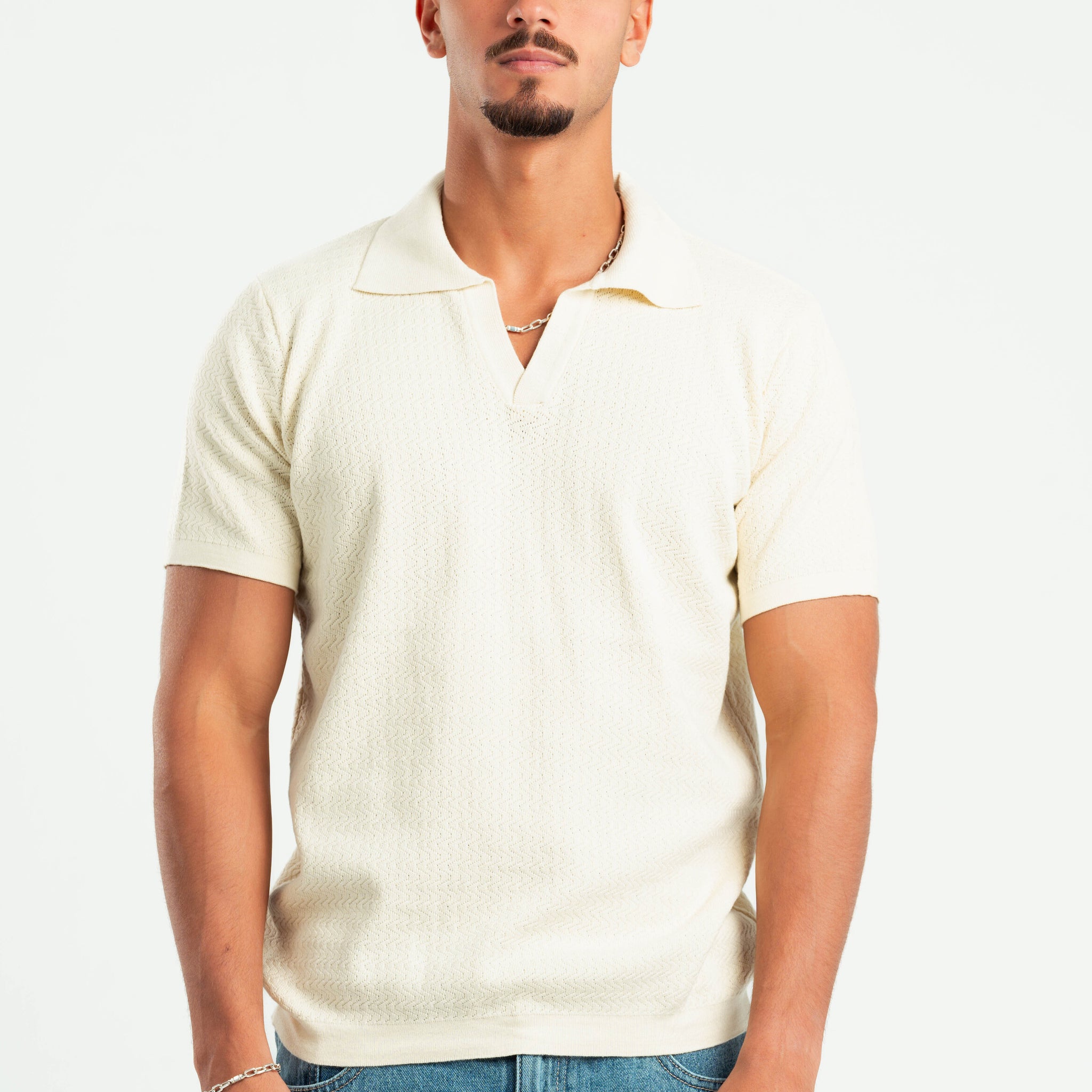 OFF-WHITE RIPPLED POLO TEE