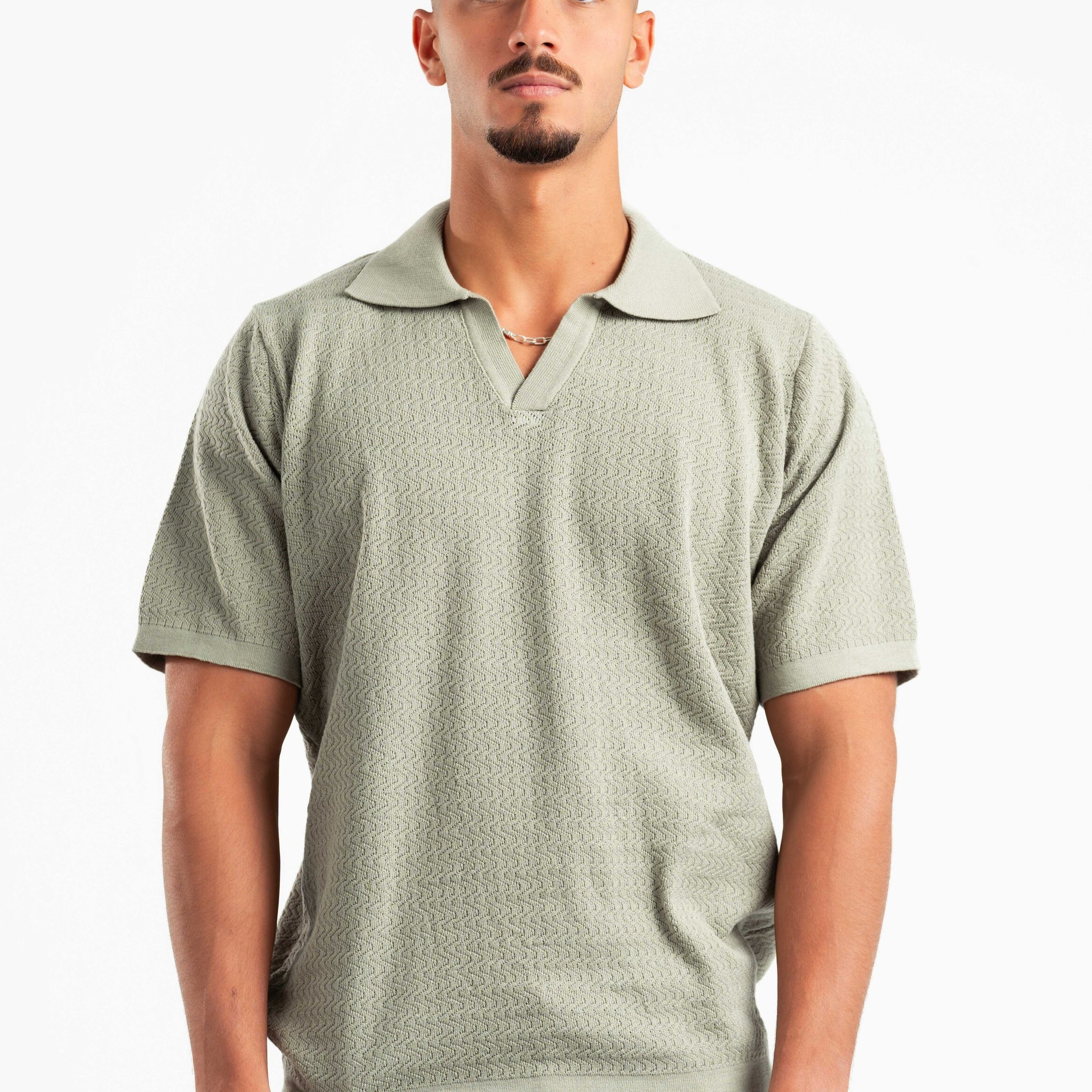 MINT RIPPLED POLO TEE