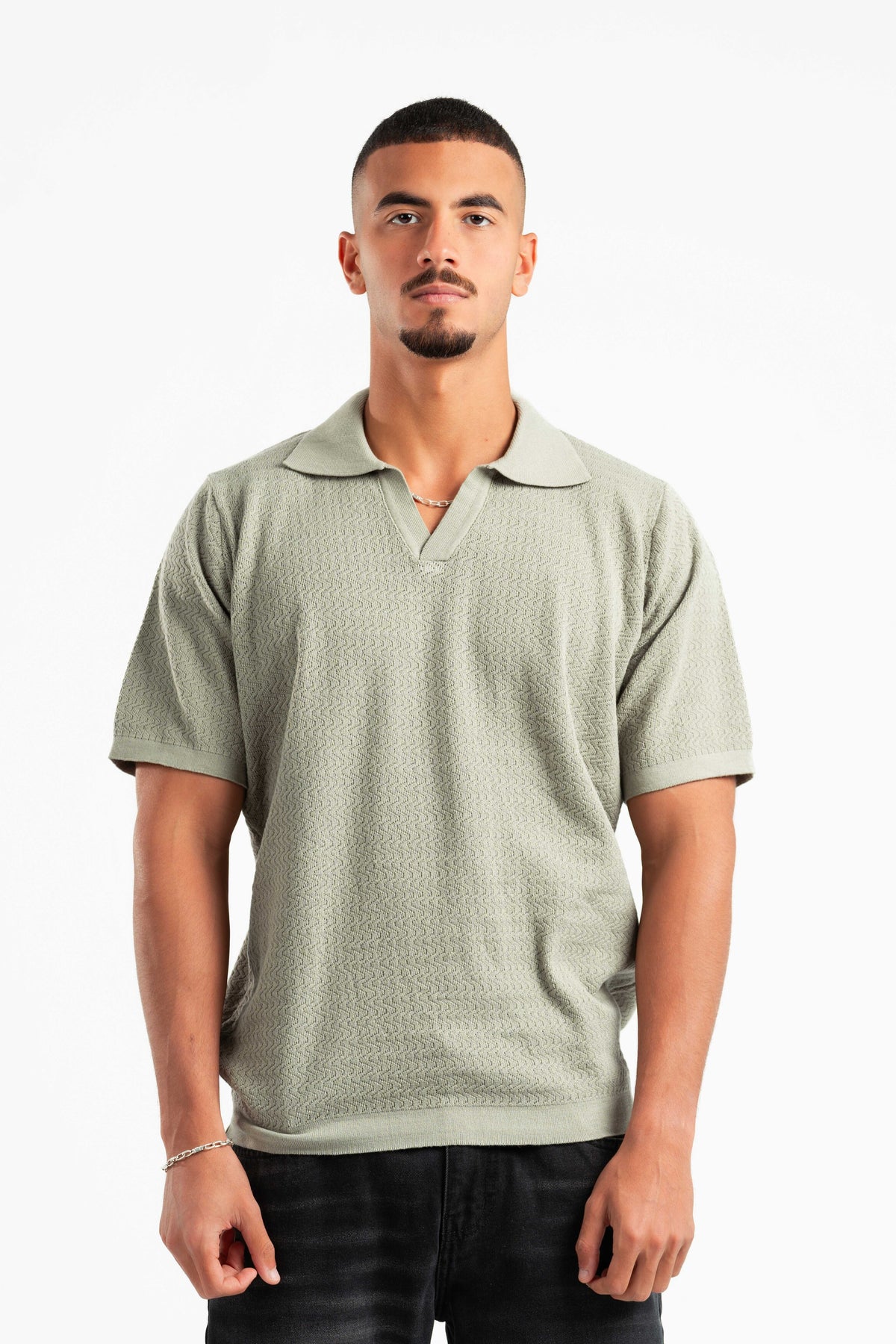 MINT WAVY TEXTURE KNIT POLO 03