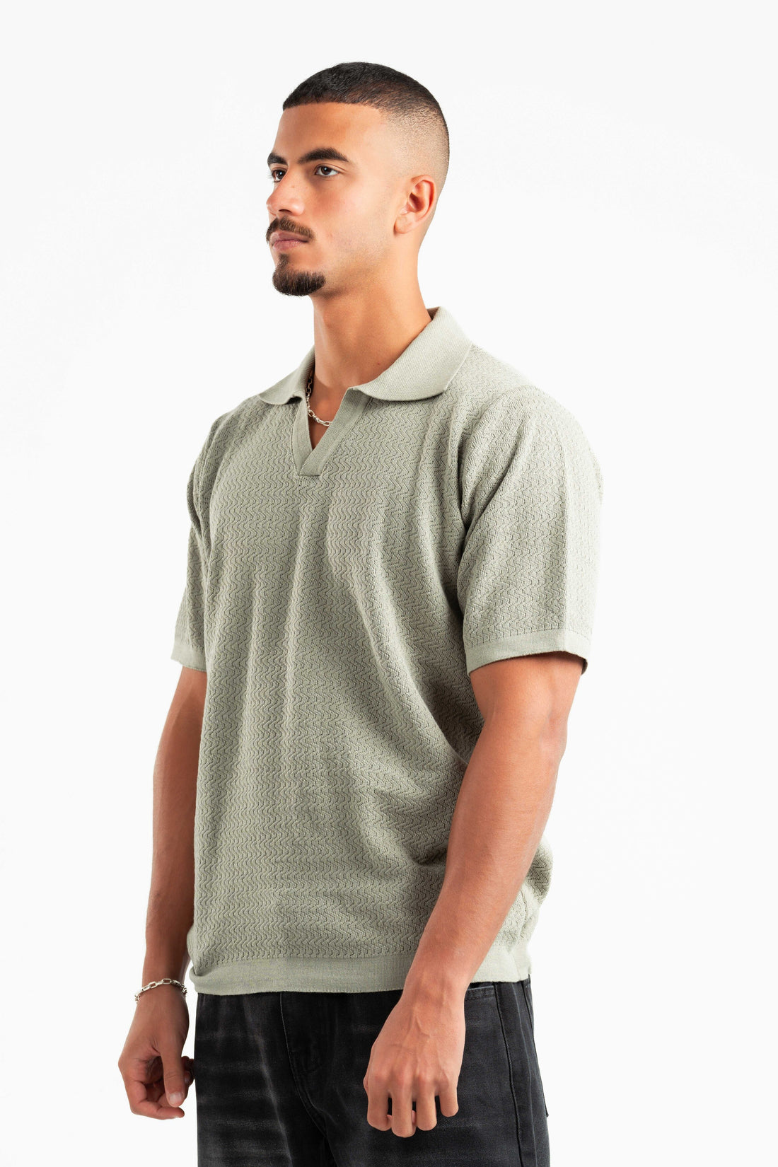 MINT RIPPLED POLO TEE
